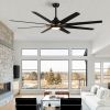 72 In.Antique Black Wooden Large Ceiling Fan With LED Light and Remote Control