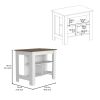 Kitchen Island Dozza, Three Shelves, White / Walnut Finish