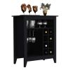 Bar Cabinet Castle, One Open Shelf, Six Wine Cubbies, Black Wengue Finish