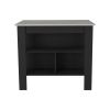 Kitchen Island Dozza, Three Shelves, Black Wengue / Ibiza Marble Finish