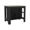 Kitchen Island Dozza, Three Shelves, Black Wengue / Ibiza Marble Finish