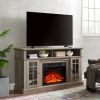 Classic TV Media Stand Modern Entertainment Console with 23" Fireplace Inset for TV Up to 65" with Open and Closed Storage Space, Gray Wash, 58.25"W*1