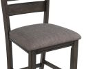 Contemporary Style Gray Finish Counter Height Dining Chair Bar Stool 2pc Set Fabric Upholstery Wooden Furniture