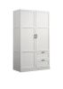 Aubree 40" White Wardrobe Cabinet Armoire with 2 Drawers and Hanging Rod