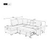 Sleeper Sectional Sofa, L-Shape Corner Couch Sofa-Bed with Storage Ottoman & Hidden Arm Storage & USB Charge for Living Room Apartment, Black