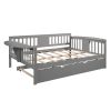 Full size Daybed with Twin size Trundle, Wood Slat Support, Gray