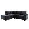 Sleeper Sectional Sofa, L-Shape Corner Couch Sofa-Bed with Storage Ottoman & Hidden Arm Storage & USB Charge for Living Room Apartment, Black