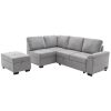 Sleeper Sectional Sofa, L-Shape Corner Couch Sofa-Bed with Storage Ottoman & Hidden Arm Storage & USB Charge for Living Room Apartment, Gray