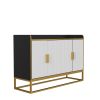 Modern Kitchen Buffet Storage Cabinet Cupboard Gloss with Metal Legs for living room Kitchen (BLACK)