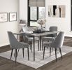 Modern Sleek Design Velvet Fabric Gray Side Chair Set of 2 Black Finish Metal Legs Dining Furniture