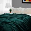 SOGA 2X Dark GreenThrow Blanket Warm Cozy Striped Pattern Thin Flannel Coverlet Fleece Bed Sofa Comforter