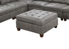 Living Room Furniture Antique Grey Modular Sectional 7pc Set Breathable Leatherette Tufted Couch 2x Corner Wedge 3x Armless Chairs and 2x Ottoman L-Sh