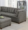 Living Room Furniture Antique Grey Modular Sectional 6pc Set Breathable Leatherette Tufted Couch 3x Corner Wedge 2x Armless Chairs and 1x Ottoman