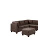 Contemporary Modular Sectional 8pc Set Living Room Furniture Corner L-Sectional Black Coffee Linen Like Fabric Tufted Nail heads 3x Corner Wedge 3x Ar