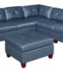 Genuine Leather Ink Blue Tufted 6pc Sectional Set 3x Corner Wedge 3x Armless Chair Living Room Furniture Sofa Couch