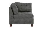 Living Room Furniture Antique Grey Modular Sectional 6pc Set Breathable Leatherette Tufted Couch 3x Corner Wedge 2x Armless Chairs and 1x Ottoman