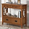 36'' Farmhouse Pine Wood Console Table Entry Sofa Table with 4 Drawers & 1 Storage Shelf for Entryway Living Room Bedroom Hallway Kitchen (Brown)