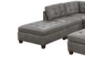 Living Room Furniture Antique Grey Modular Sectional 7pc Set Breathable Leatherette Tufted Couch 2x Corner Wedge 3x Armless Chairs and 2x Ottoman L-Sh