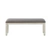 Antique White Finish 1pc 48-inch Bench Upholstered Seat Textured Fabric Wooden Dining Kitchen Furniture