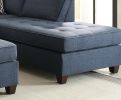 2pc Sectional Sofa Set Reversible Chaise Sofa Dark Blue Dorris Fabric Living Room Furniture Couch