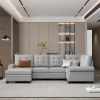 120" Modern U-Shaped Corner Sectional Sofa Upholstered Linen Fabric Sofa Couch for Living Room, Bedroom, Gray