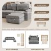 [VIDEO provided][New]115*58" Chenille Modular Sectional Sofa,U Shaped Reversible Couch,Free Combination,6 Seat Sleeper Sofa Bed with Ottoman