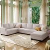 Ustyle Modern Large Upholstered U-Shape Sectional Sofa, Extra Wide Chaise Lounge Couch, Beige