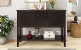 TREXM Cambridge Series Ample Storage Vintage Console Table with Four Small Drawers and Bottom Shelf for Living Rooms, Entrances and Kitchens (Espresso