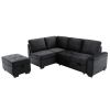 Sleeper Sectional Sofa, L-Shape Corner Couch Sofa-Bed with Storage Ottoman & Hidden Arm Storage & USB Charge for Living Room Apartment, Black