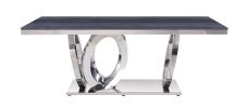 ACME Nasir Dining Table, Gray Printed Faux Marble & Mirrored Silver Finish 68255