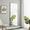 Brown Solid Wood Frame Full-length Mirror, Dressing Mirror, Bedroom Home Porch, Decorative Mirror, Clothing Store, Floor Mounted Large Mirror, Wall Mo