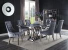 ACME Nasir Dining Table, Gray Printed Faux Marble & Mirrored Silver Finish 68255