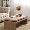 Natural Wood Living Room Table Versatile Coffee Table 2-Tiered Wood Tabletop Table 47.6" L * 23.6" W * 16.3" H