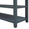 TREXM Retro Design Console Table with Two Open Shelves, Pine Solid Wood Frame and Legs for Living Room (Navy)