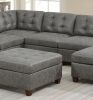 Living Room Furniture Antique Grey Modular Sectional 9pc Set Breathable Leatherette Tufted Couch 3x Corner Wedge 4x Armless Chairs and 2x Ottoman