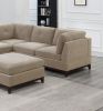 Camel Chenille Fabric Modular Sectional 6pc Set Living Room Furniture Corner Sectional Couch 3x Corner Wedge 2x Armless Chairs and 1x Ottoman Tufted B