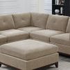 Camel Chenille Fabric Modular Sectional 6pc Set Living Room Furniture Corner Sectional Couch 3x Corner Wedge 2x Armless Chairs and 1x Ottoman Tufted B