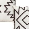 17 x 17 Inch 2 Piece Square Cotton Accent Throw Pillow Set with Modern Geometric Aztec Design Embroidery, White, Gray