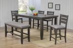 Contemporary Style Gray Finish Counter Height Dining Chair Bar Stool 2pc Set Fabric Upholstery Wooden Furniture