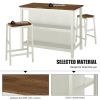 3 PCS Dining Table Set Rustic Retro Breakfast Table Dining Stools Rubber Wood for 2 with Two Open Shelves for Small Space Kitchen Dining Room Cream Wh