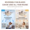 42 Inches Crystal Ceiling Fan Silver Crystal Ceiling Fan Chandelier with Remote 6 Speeds 3 Colors Changes Lighting Fixture, 3 Blades Retractable Fans