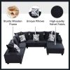 [VIDEO provided] [New] 110*85" Modern U Shape Sectional Sofa, Velvet Corner Couch with Lots of Pillows Included,Elegant and functional indoor furnitur