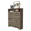 Shoe Rack Dublin, One Open Shelf, Two Extendable Cabinets, Dark Brown Finish