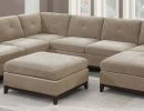 Camel Chenille Fabric Modular Sectional 9pc Set Living Room Furniture Corner Sectional Couch 3x Corner Wedge 4x Armless Chairs and 2x Ottomans Tufted