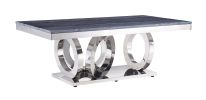 ACME Zasir Coffee Table, Gray Printed Faux Marble & Mirrored Silver Finish 87335