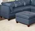 Genuine Leather Ink Blue Tufted 8pc Sectional Set 3x Corner Wedge 3x Armless Chair 2x Ottomans Living Room Furniture Sofa Couch