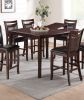 Dining Room Furniture Dark Brown Counter Height Dining Table w Butterfly Leaf 6x High Chairs Wooden Top 7pc Set Table Contemporary