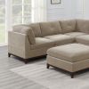 Camel Chenille Fabric Modular Sectional 6pc Set Living Room Furniture Corner Sectional Couch 3x Corner Wedge 2x Armless Chairs and 1x Ottoman Tufted B