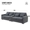 [VIDEO provided] [New] 114.2" Upholstered Sofa with Console, 2 Cupholders and 2 USB Ports Wired or Wirelessly Charged