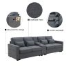 [VIDEO provided] [New] 114.2" Upholstered Sofa with Console, 2 Cupholders and 2 USB Ports Wired or Wirelessly Charged